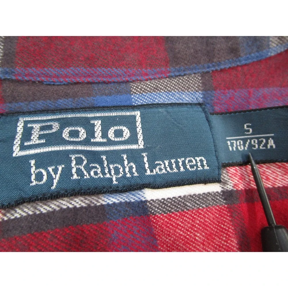 Polo Ralph Lauren Mens Small Red Plaid Flannel Button Down Naval Res US-RL Shirt